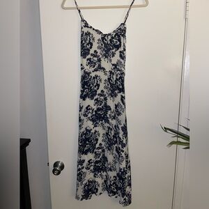 Reformation blue and white midi dress